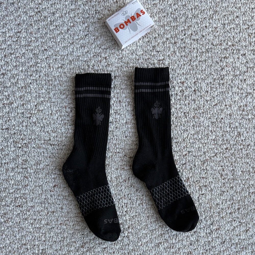 Bombas Black and Gray Athletic Socks medium like new